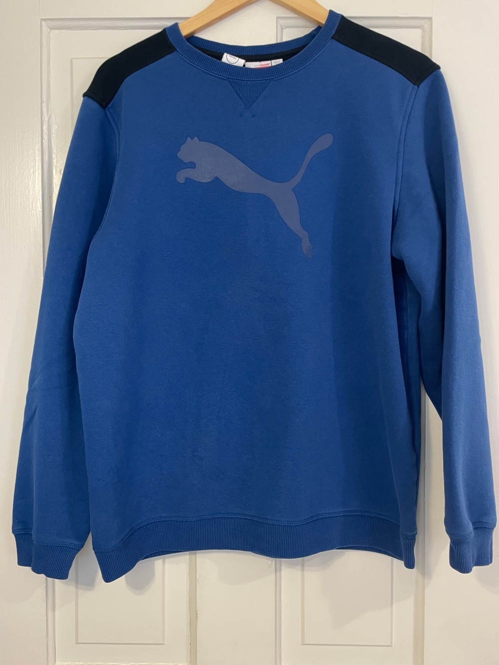 Puma Blue Crewneck Sweatshirt with Black Shoulder Panels